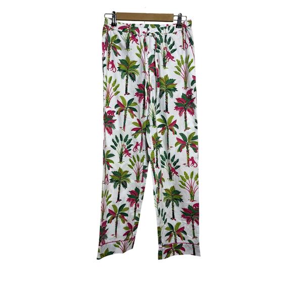 Printfresh Royal Palms Pink Basil Tropical Trees Monkey Pajama Pants Sz. XS - Picture 3 of 5